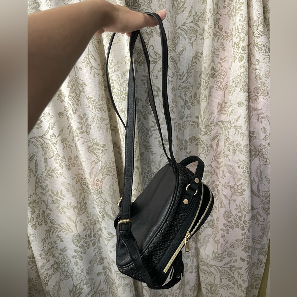 Black Raffia mini backpack - Picture 3 of 6